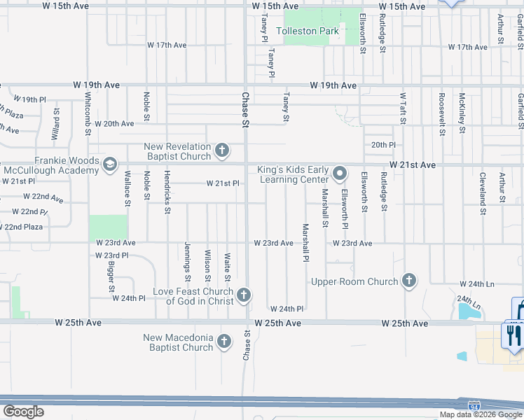 map of restaurants, bars, coffee shops, grocery stores, and more near 2209 Chase Street in Gary