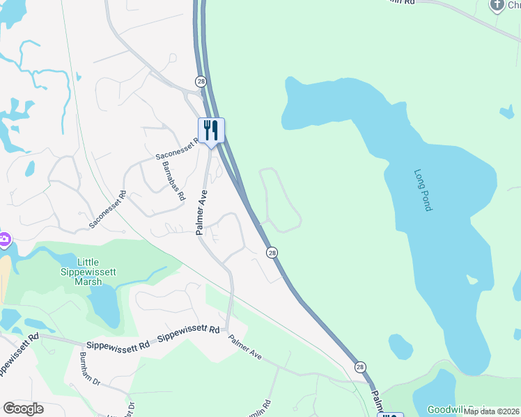 map of restaurants, bars, coffee shops, grocery stores, and more near 146 Braeside Road in Falmouth