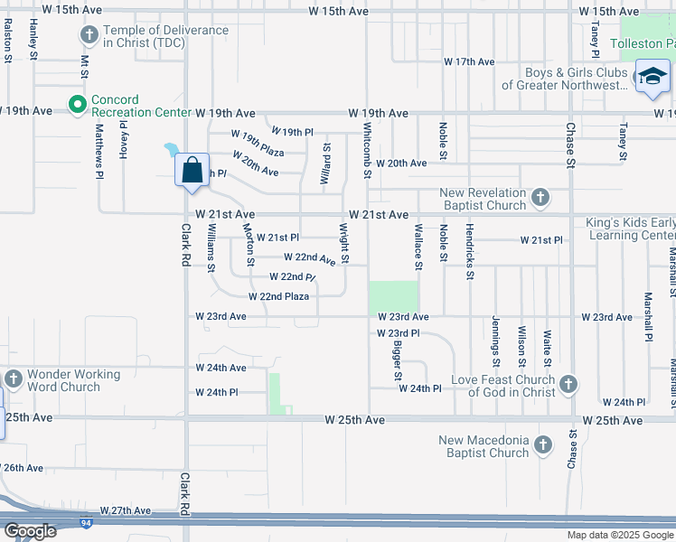 map of restaurants, bars, coffee shops, grocery stores, and more near 4115 West 22nd Avenue in Gary