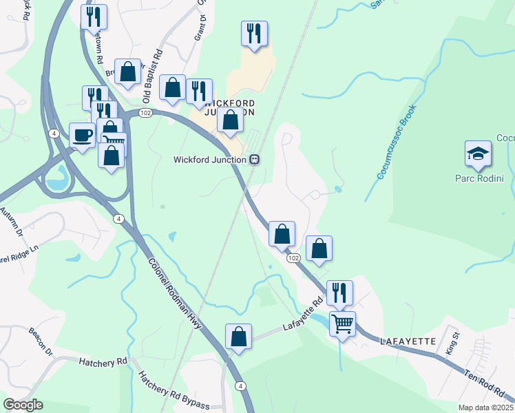 map of restaurants, bars, coffee shops, grocery stores, and more near 905 Ten Rod Road in North Kingstown