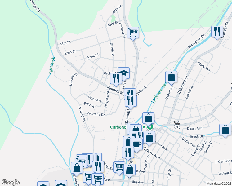 map of restaurants, bars, coffee shops, grocery stores, and more near 7 Hospital Street in Carbondale