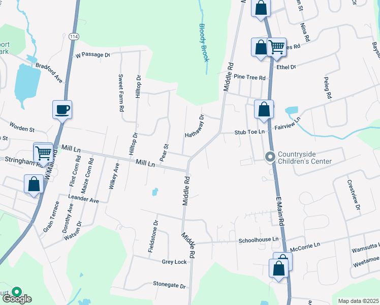 map of restaurants, bars, coffee shops, grocery stores, and more near 11 Hillcrest Road in Portsmouth