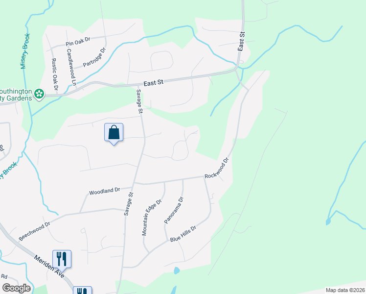 map of restaurants, bars, coffee shops, grocery stores, and more near 115 Rochela Drive in Southington
