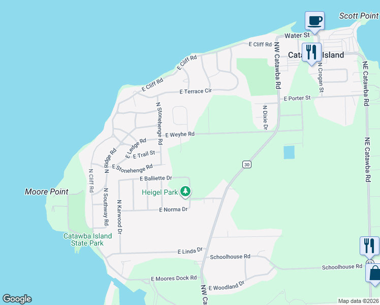 map of restaurants, bars, coffee shops, grocery stores, and more near 3765 North Hampton Drive in Port Clinton