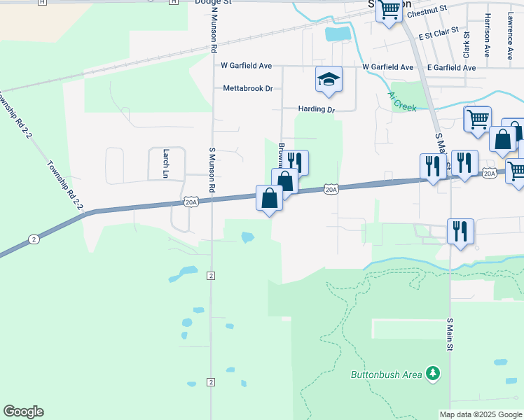 map of restaurants, bars, coffee shops, grocery stores, and more near 401 West Airport Highway in Swanton