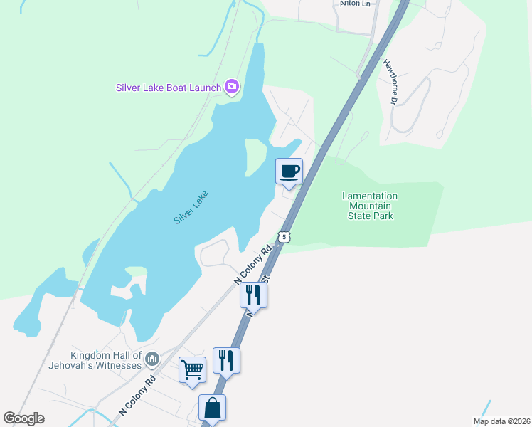 map of restaurants, bars, coffee shops, grocery stores, and more near 22 North Colony Road in Berlin