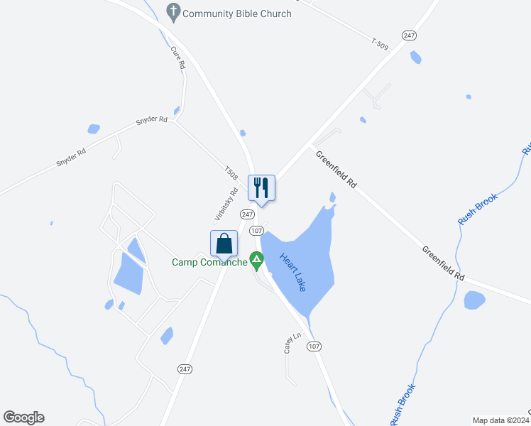 map of restaurants, bars, coffee shops, grocery stores, and more near 1285 Heart Lake Road in Jermyn