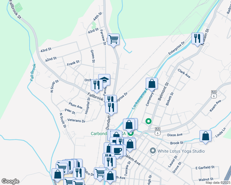 map of restaurants, bars, coffee shops, grocery stores, and more near 107-167 Crystal Lake Rd in Carbondale