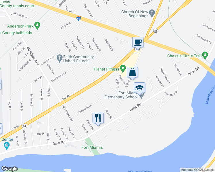 map of restaurants, bars, coffee shops, grocery stores, and more near 895 Loch Haven in Maumee