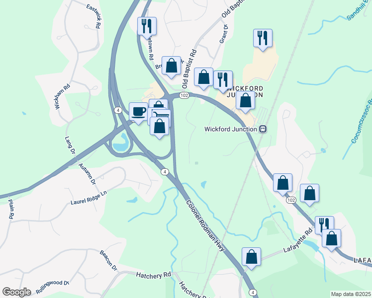 map of restaurants, bars, coffee shops, grocery stores, and more near 1130 Ten Rod Road in North Kingstown
