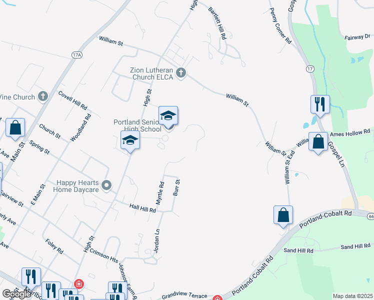 map of restaurants, bars, coffee shops, grocery stores, and more near 30 Myrtle Road in Portland