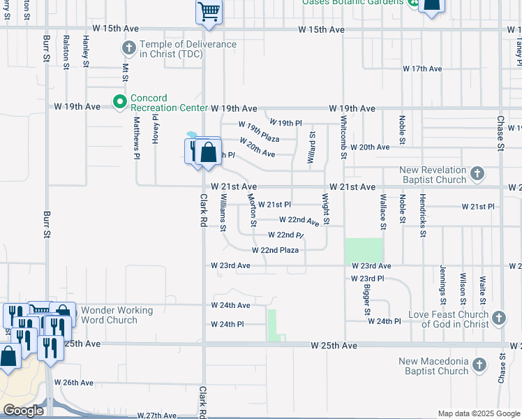 map of restaurants, bars, coffee shops, grocery stores, and more near 4256 West 21st Place in Gary
