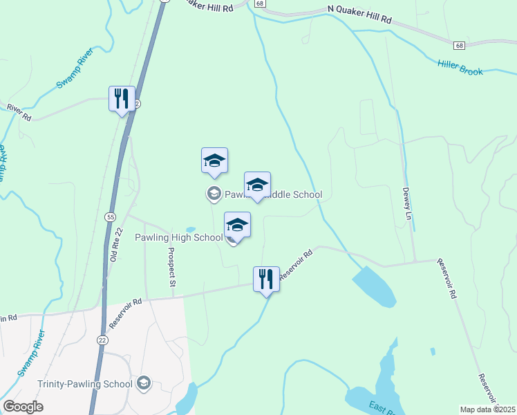 map of restaurants, bars, coffee shops, grocery stores, and more near in Pawling
