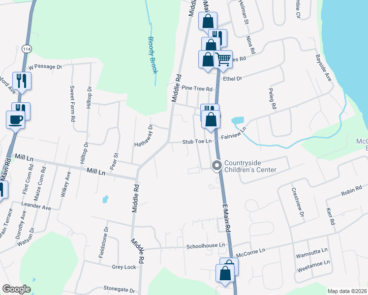 map of restaurants, bars, coffee shops, grocery stores, and more near 52 Stub Toe Lane in Portsmouth