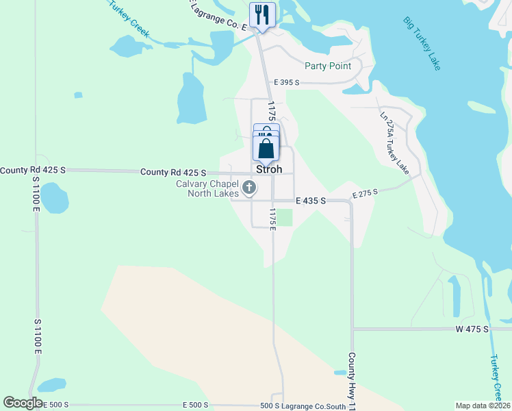 map of restaurants, bars, coffee shops, grocery stores, and more near 4290 South 1175 East in Hudson