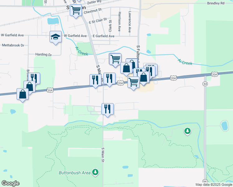 map of restaurants, bars, coffee shops, grocery stores, and more near 116 East Airport Highway in Swanton