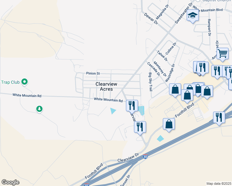 map of restaurants, bars, coffee shops, grocery stores, and more near 112 Sweetwater Drive in Rock Springs
