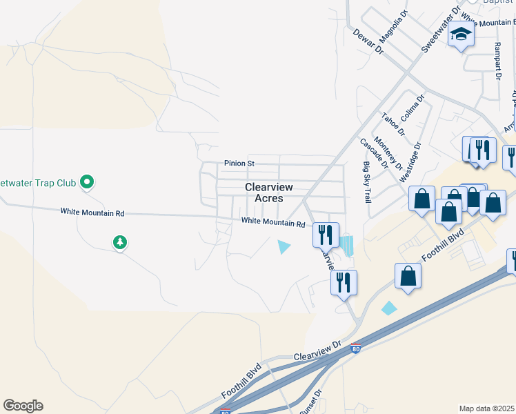 map of restaurants, bars, coffee shops, grocery stores, and more near 113 Hillview Dr in Rock Springs