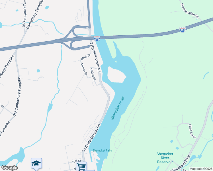 map of restaurants, bars, coffee shops, grocery stores, and more near 244 Taftville-Occum Road in Norwich