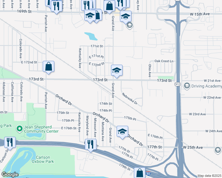 map of restaurants, bars, coffee shops, grocery stores, and more near 3549 Greenbriar Lane in Hammond