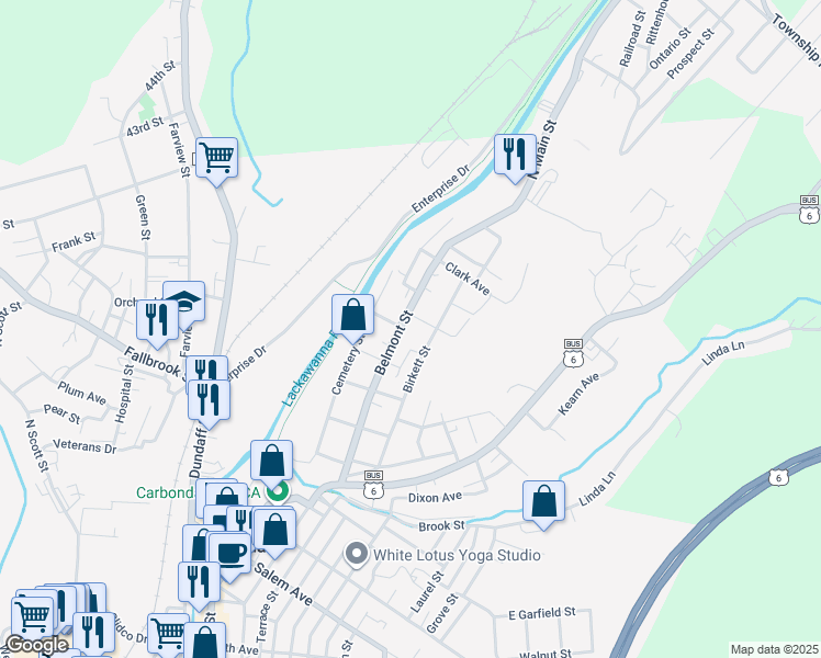 map of restaurants, bars, coffee shops, grocery stores, and more near 94 Belmont St in Carbondale