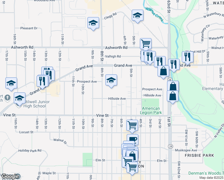 map of restaurants, bars, coffee shops, grocery stores, and more near 713 8th Street in West Des Moines