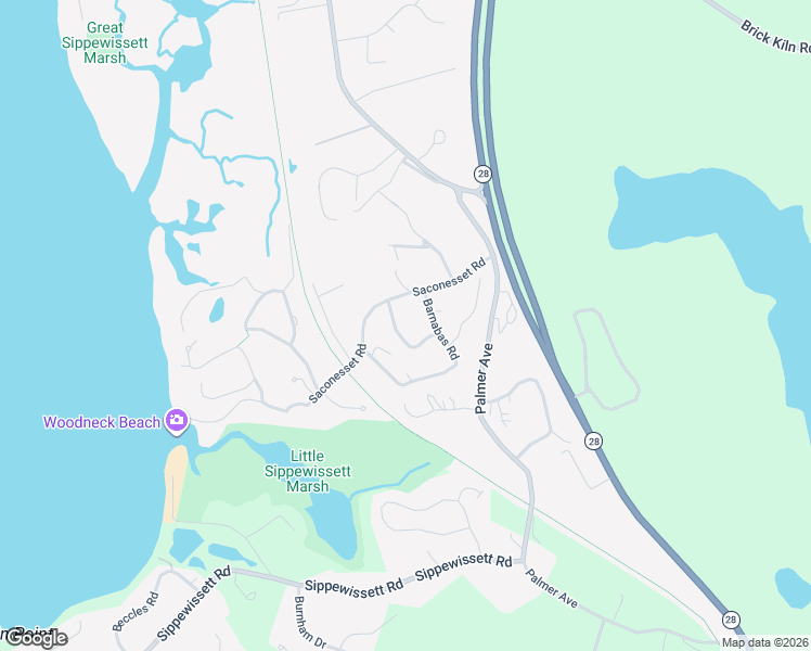 map of restaurants, bars, coffee shops, grocery stores, and more near 16 Meltiah Road in Falmouth
