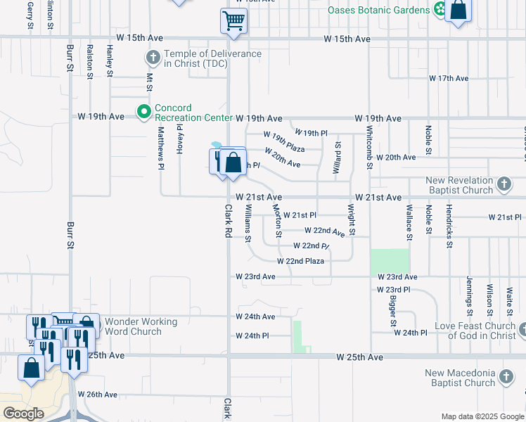 map of restaurants, bars, coffee shops, grocery stores, and more near 4330 West 21st Place in Gary