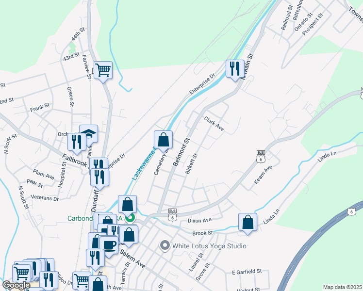 map of restaurants, bars, coffee shops, grocery stores, and more near 94 Belmont Street in Carbondale