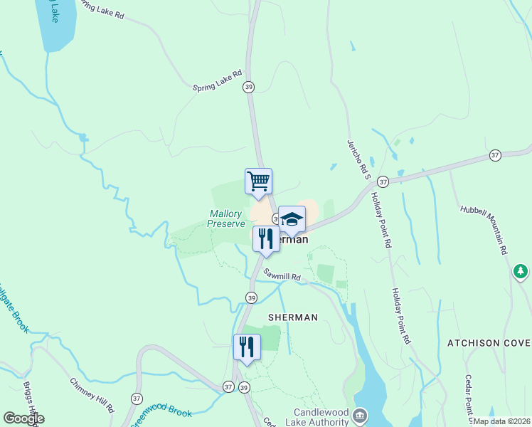 map of restaurants, bars, coffee shops, grocery stores, and more near 3 Connecticut 39 in Sherman