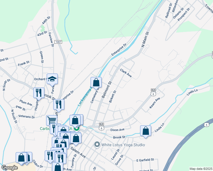map of restaurants, bars, coffee shops, grocery stores, and more near 94 Belmont Street in Carbondale