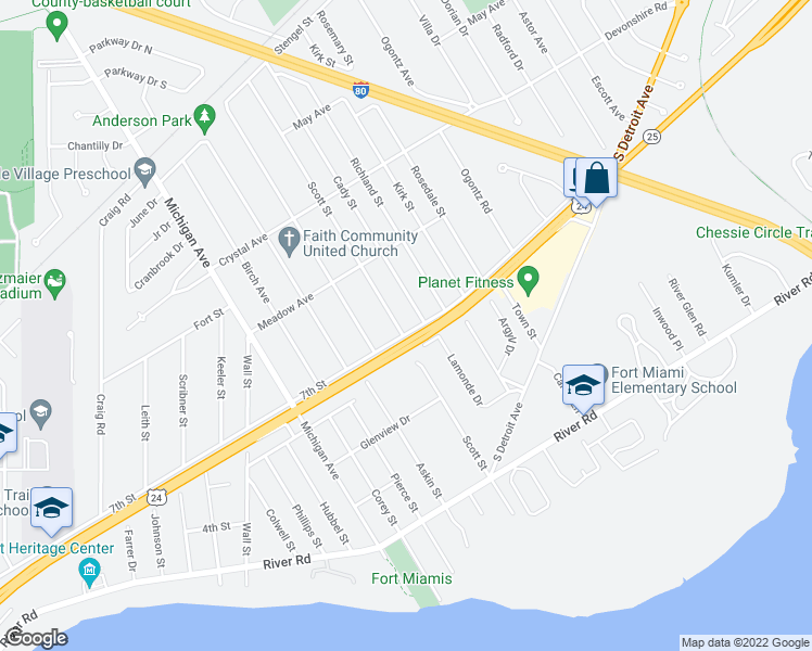 map of restaurants, bars, coffee shops, grocery stores, and more near 2101 7th Street in Maumee