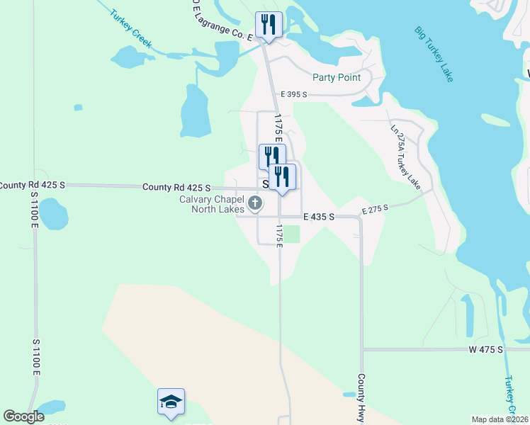 map of restaurants, bars, coffee shops, grocery stores, and more near 11715 East 435 South in Hudson
