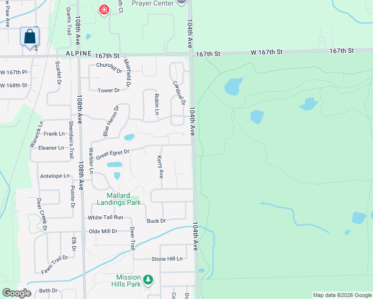 map of restaurants, bars, coffee shops, grocery stores, and more near 17060 104th Avenue in Orland Park