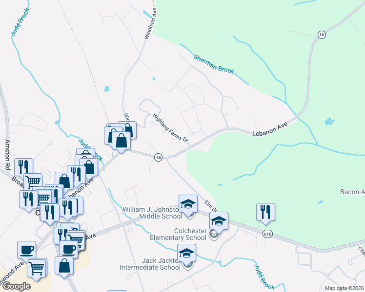 map of restaurants, bars, coffee shops, grocery stores, and more near 1810 Southgate Lane in Colchester