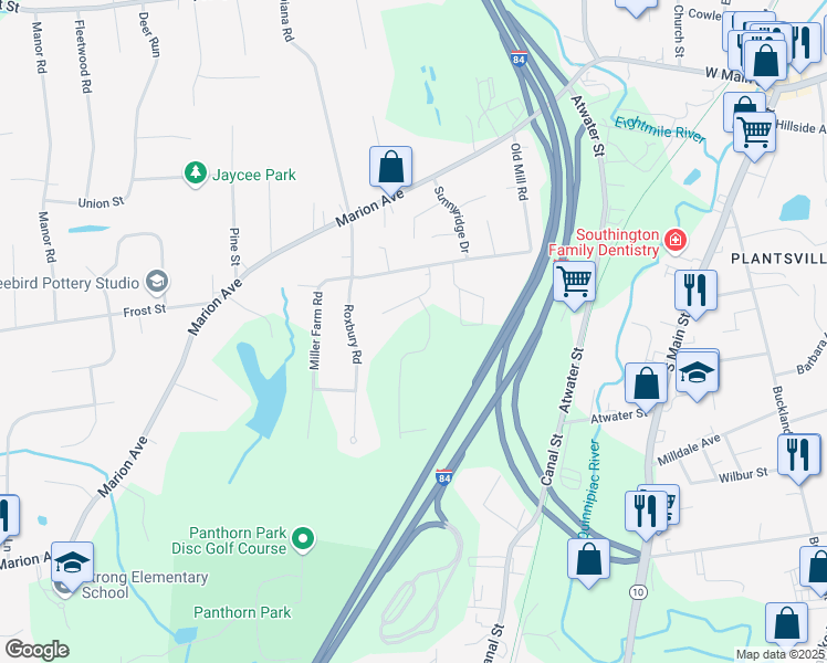 map of restaurants, bars, coffee shops, grocery stores, and more near in Southington