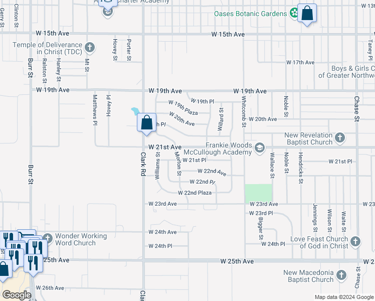 map of restaurants, bars, coffee shops, grocery stores, and more near 4255 West 21st Avenue in Gary