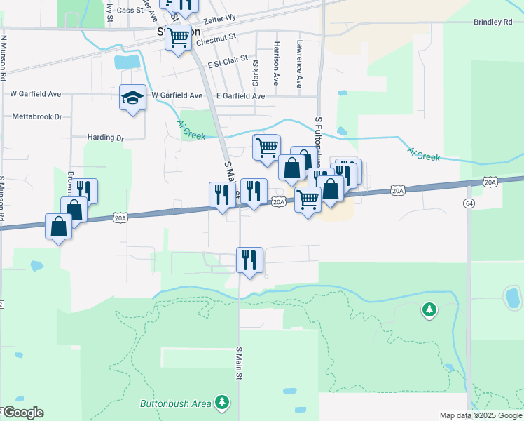 map of restaurants, bars, coffee shops, grocery stores, and more near 116 E Airport Hwy in Swanton