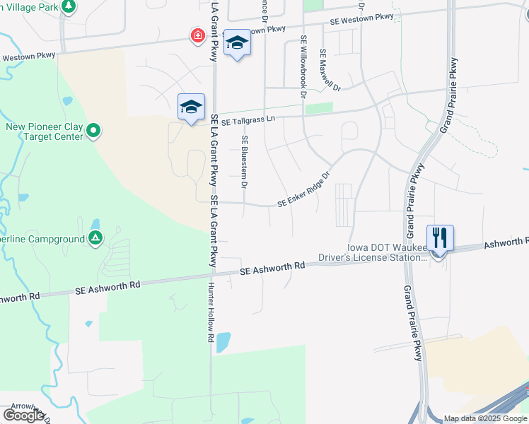 map of restaurants, bars, coffee shops, grocery stores, and more near 2830 Southeast Piedmont Circle in Waukee