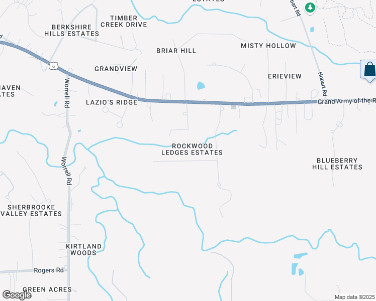 map of restaurants, bars, coffee shops, grocery stores, and more near 7345 Ledgewood Drive in Kirtland