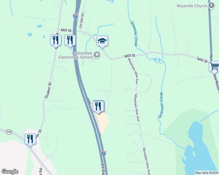 map of restaurants, bars, coffee shops, grocery stores, and more near 25 Heinsman Lane in Wallkill