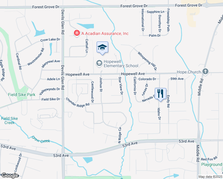 map of restaurants, bars, coffee shops, grocery stores, and more near 5866 Hope View Ct in Bettendorf