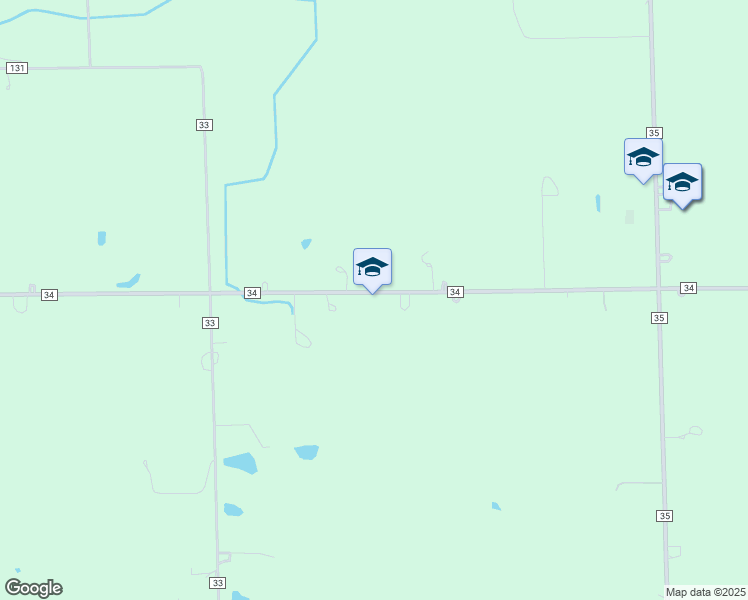map of restaurants, bars, coffee shops, grocery stores, and more near 14630 County Road 34 in Goshen