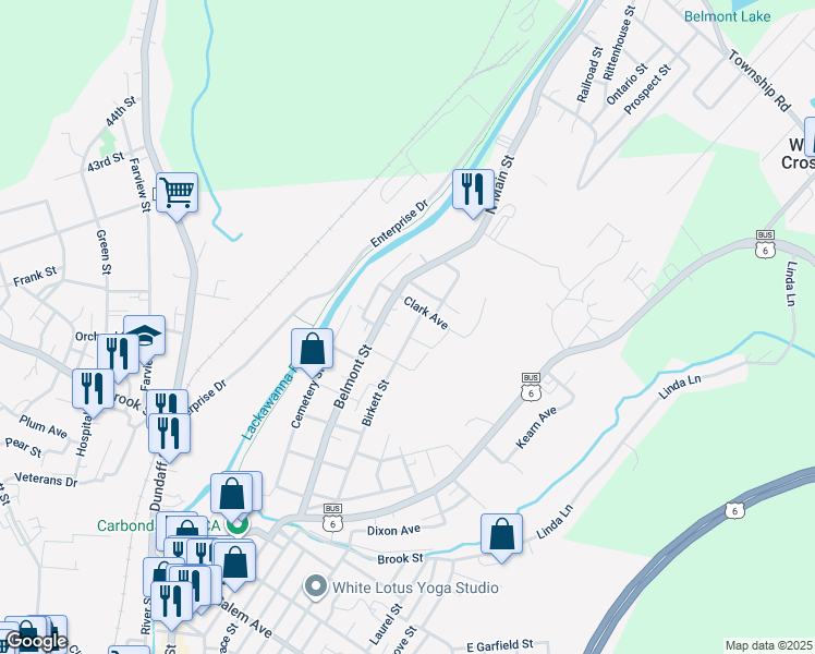 map of restaurants, bars, coffee shops, grocery stores, and more near 25 Clark Avenue in Carbondale