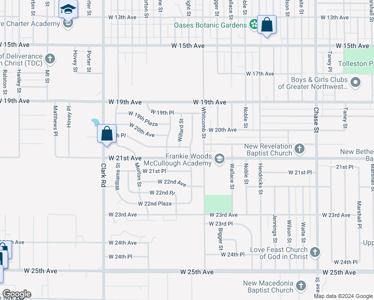 map of restaurants, bars, coffee shops, grocery stores, and more near 2070 Wright Street in Gary