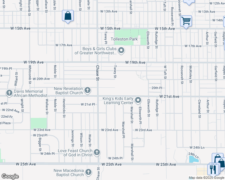 map of restaurants, bars, coffee shops, grocery stores, and more near 2901 20th Place in Gary