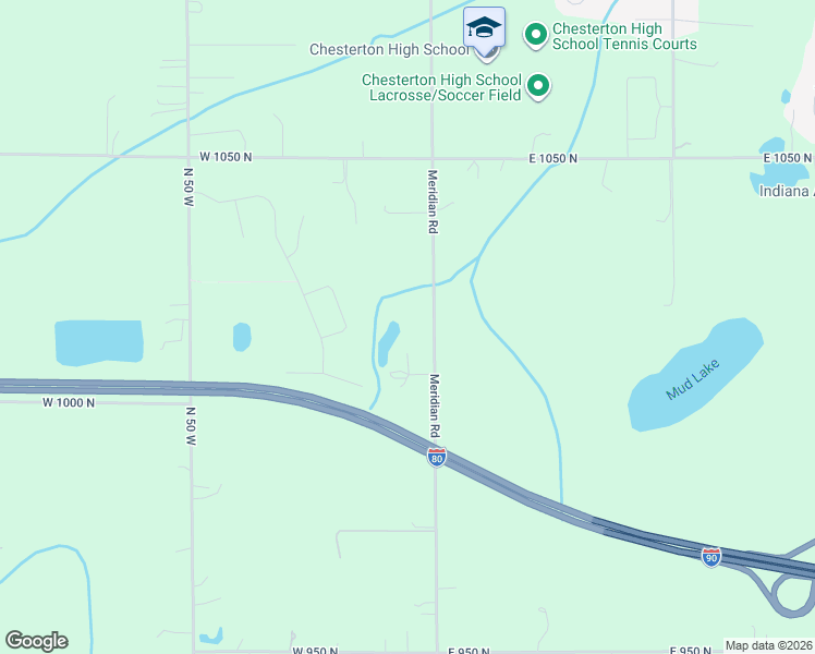 map of restaurants, bars, coffee shops, grocery stores, and more near 1014 Meridian Road in Chesterton