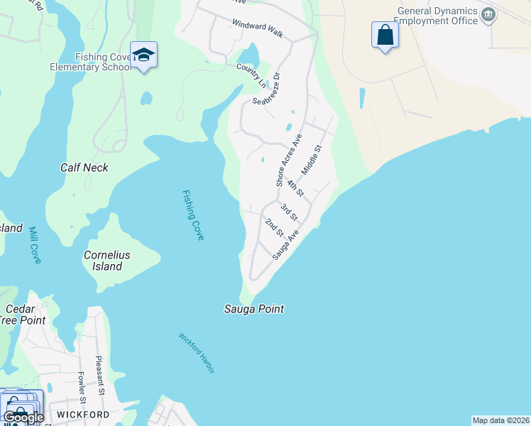 map of restaurants, bars, coffee shops, grocery stores, and more near 44 2nd Street in North Kingstown