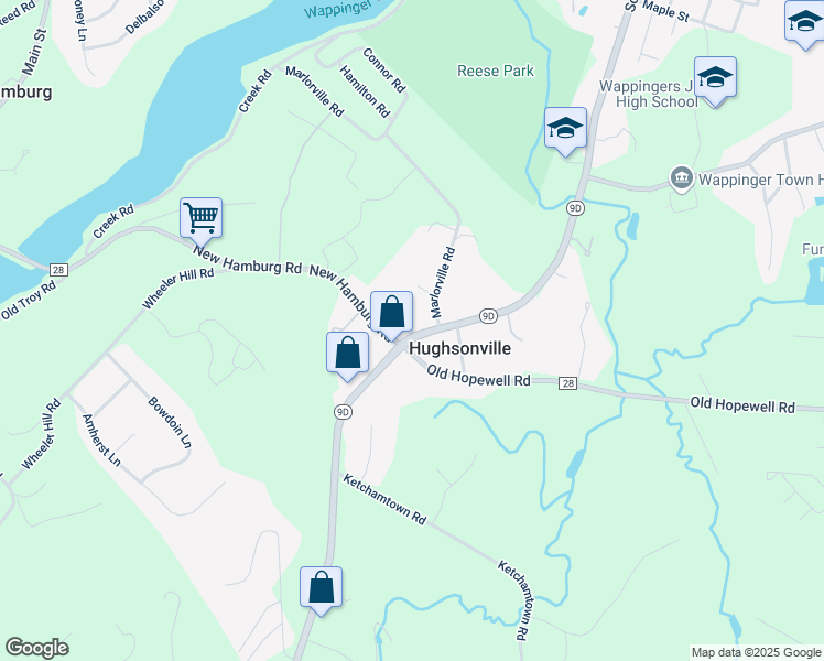 map of restaurants, bars, coffee shops, grocery stores, and more near 2361 New York 9D in Wappingers Falls