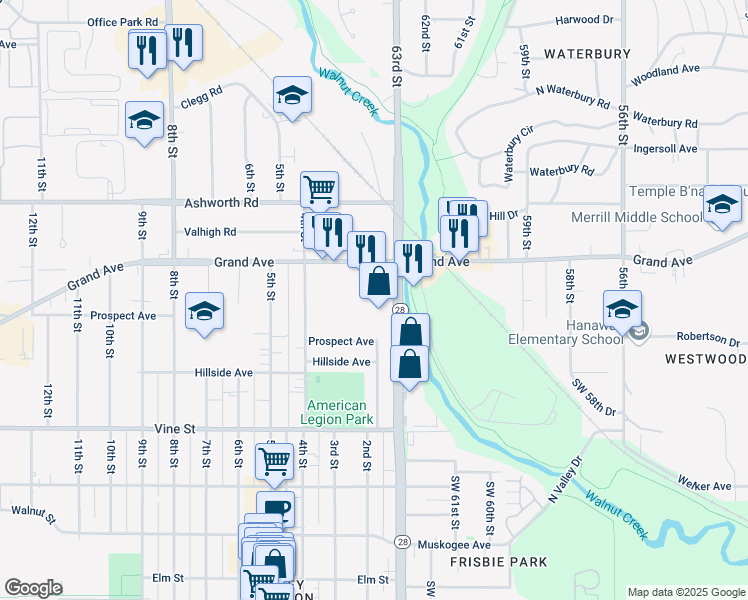 map of restaurants, bars, coffee shops, grocery stores, and more near 854 1st Street in West Des Moines
